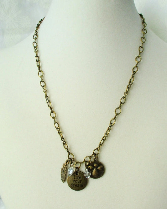 brass angel charm necklace - Juicybeads Jewelry